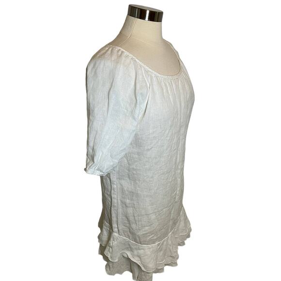 120% LINO Luxury Italian Sheer Linen Ruffle Dress SZ 38 - Picture 3 of 15